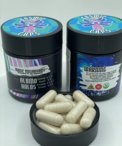 An image of Cosmic Caps Shroom Capsules – Albino Golden Halo