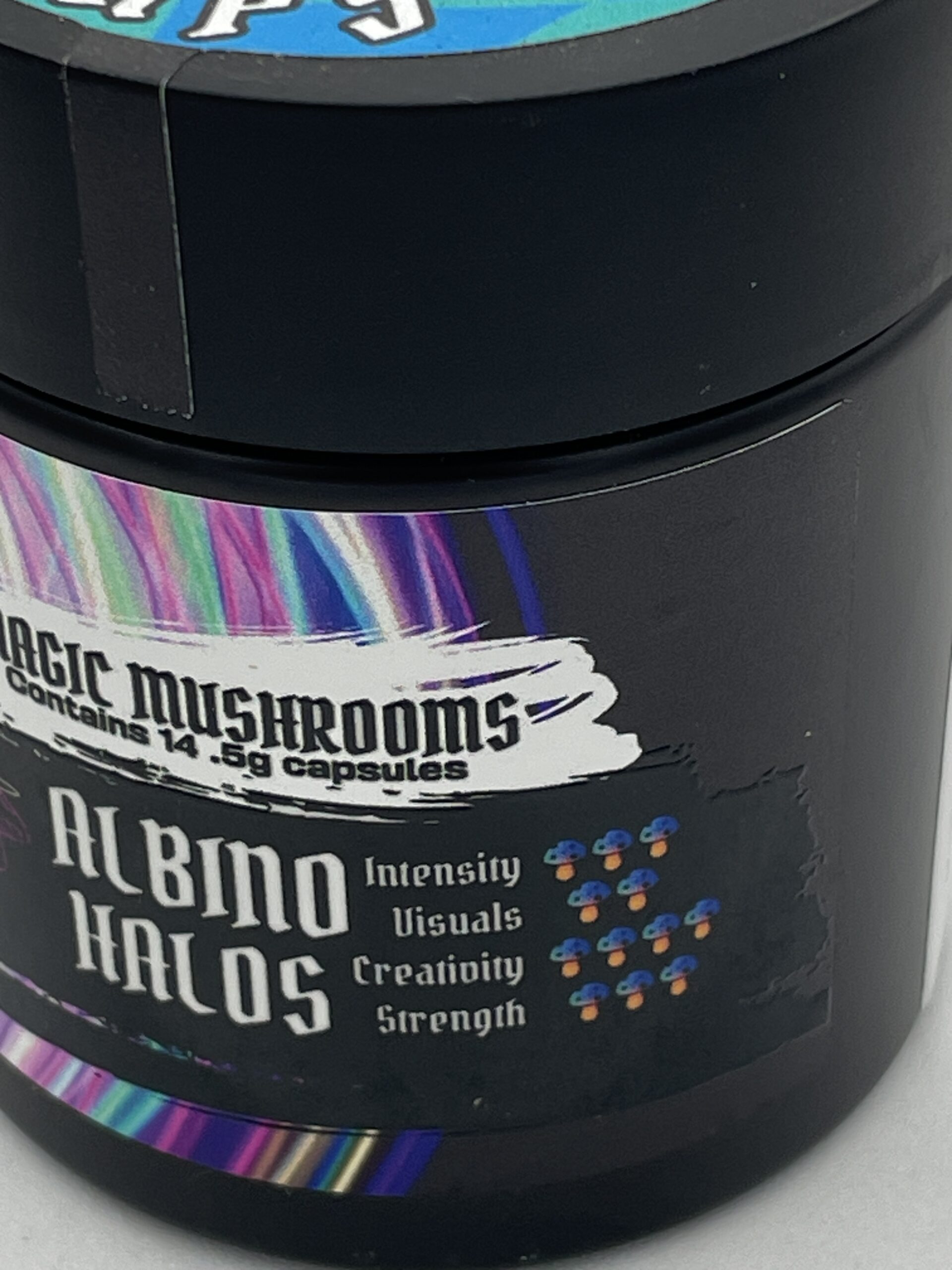 An image of Cosmic Caps Shroom Capsules – Albino Golden Halo