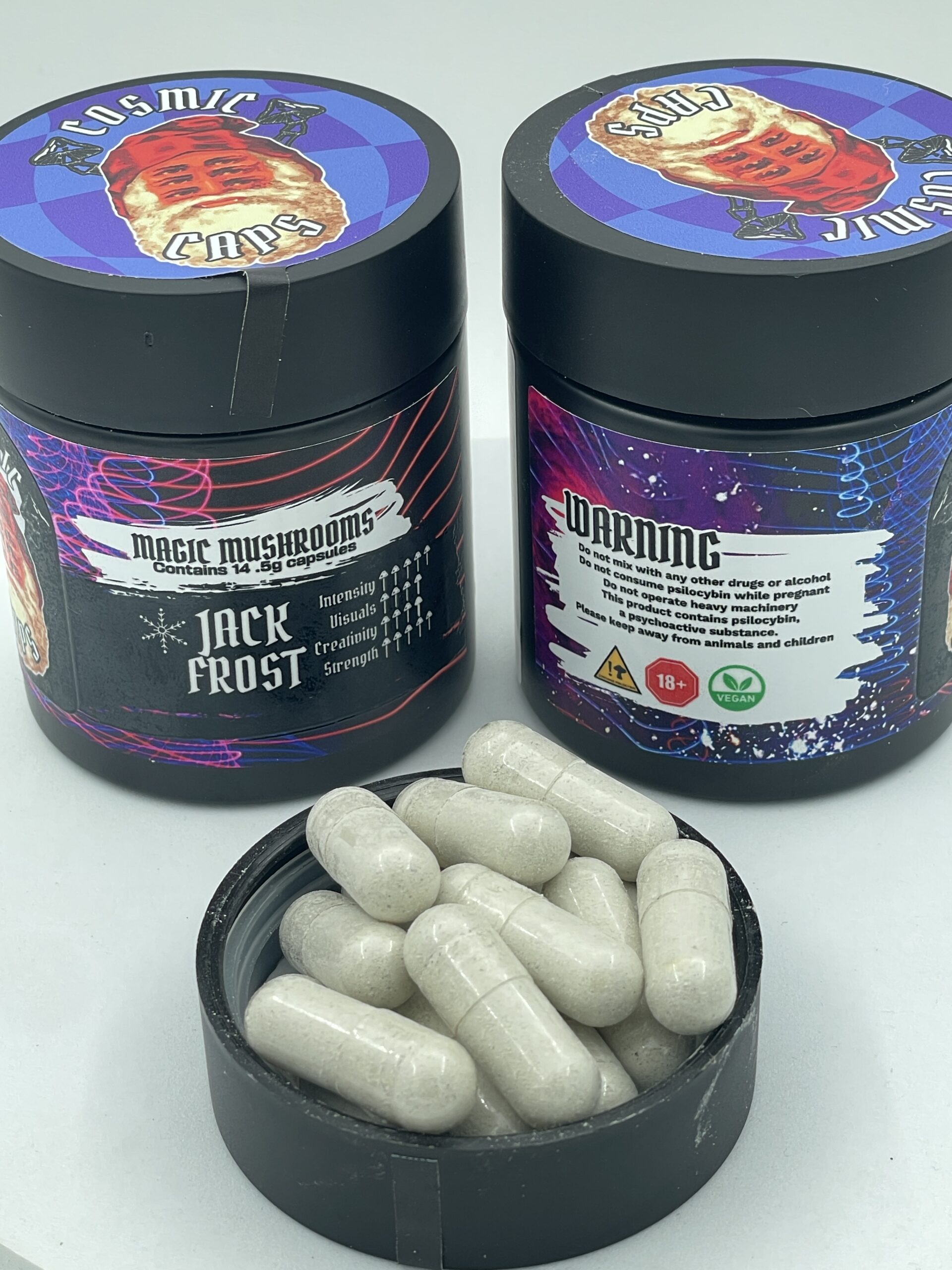 An image of Cosmic Caps Shroom Capsules – Jack Frost